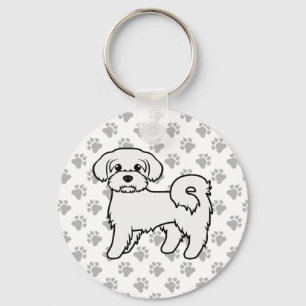 Maltees Cute Cartoon Dog Illustratie Sleutelhanger