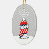 Maltees Cute Dog Kerstgrijze streep Aangepast Keramisch Ornament (Links)