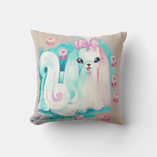 Maltees Cute Puppy Dog Kussen (Voorkant)