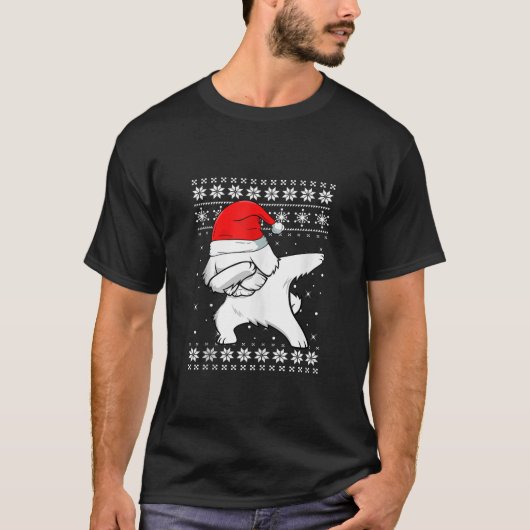 Maltees dabbing dans hond lelijke trui kerst p t-shirt (Voorkant)