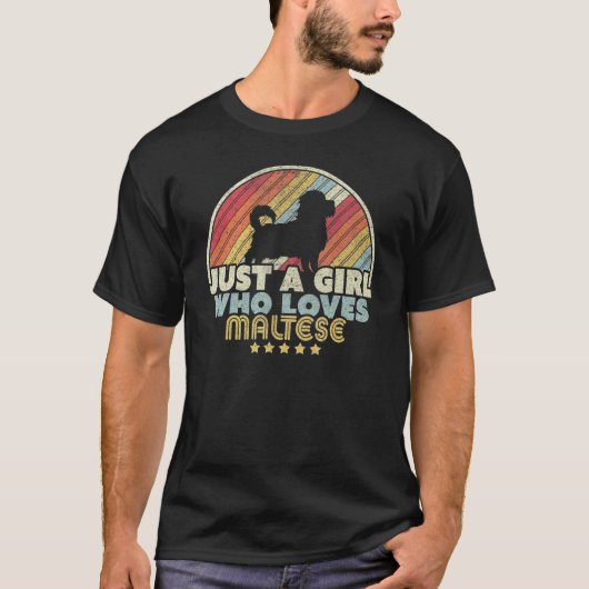 Maltees Design Retro is een meisje dat van het Mal T-shirt (Voorkant)