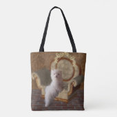 Maltees devies over de speelstoel Dog Art Tote Bag (Achterkant)