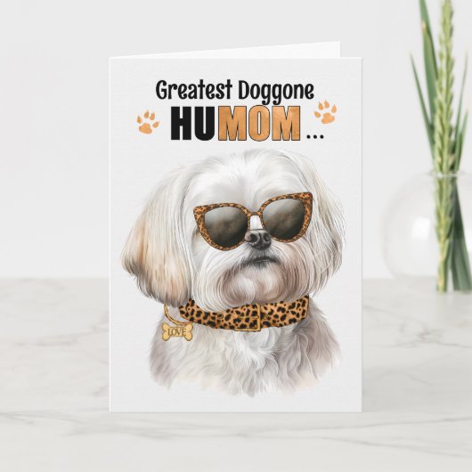 Maltees Dog Greatest HuMOM Moederdag Feestdagen Kaart (Voorkant)