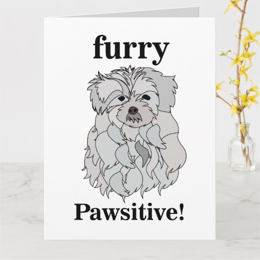 Maltees Dog Pet Animal Kaart (Gele Bloem)