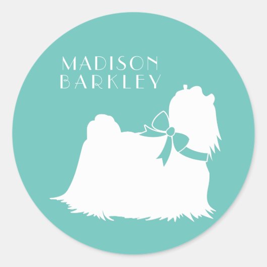 Maltees Dog Puppy Long Hair Ronde Sticker (Voorkant)