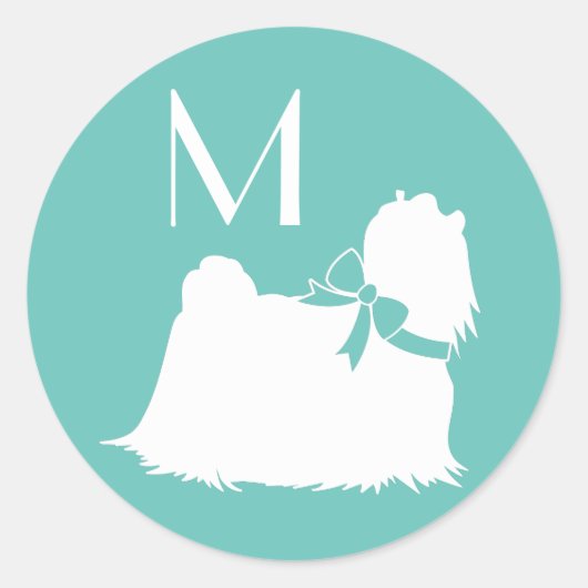 Maltees Dog Puppy Long Hair Ronde Sticker (Voorkant)