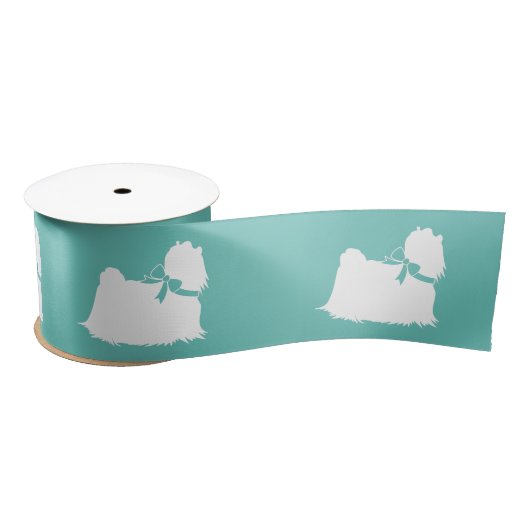 Maltees Dog Puppy Long Hair Satijnen Lint (Spoel)