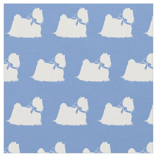 Maltees Dog Silhouette Pet Light Blue Stof (Close Up)