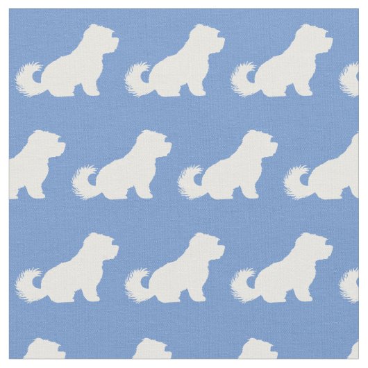 Maltees Dog Silhouette Pet Light Blue Stof (Close Up)