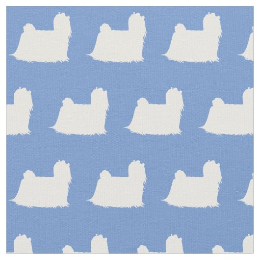 Maltees Dog Silhouette Pet Light Blue Stof (Close Up)