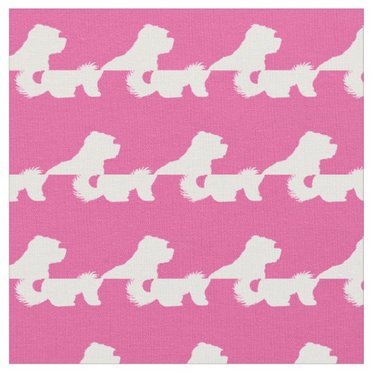 Maltees Dog Silhouette Pet Roze Stof (Close Up)
