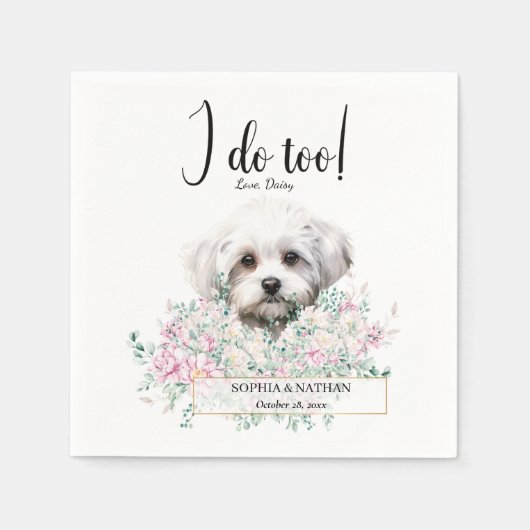 Maltees Dog Wedding Cocktail Napkins Servet (Voorkant)