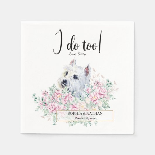 Maltees Dog Wedding Cocktail Napkins Servet (Voorkant)