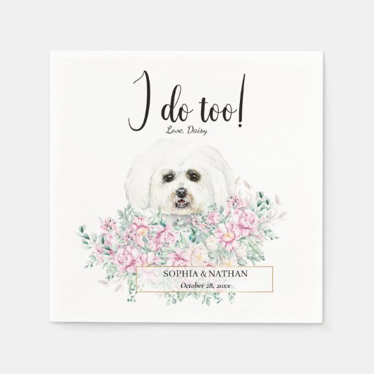 Maltees Dog Wedding Cocktail Napkins Servet (Voorkant)