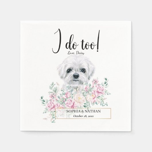 Maltees Dog Wedding Cocktail Napkins Servet (Voorkant)