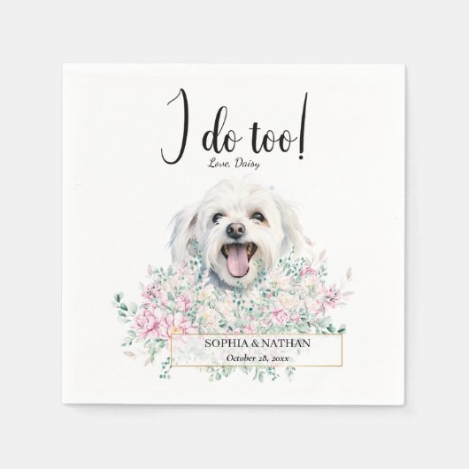 Maltees Dog Wedding Cocktail Napkins Servet (Voorkant)