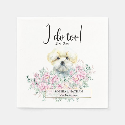 Maltees Dog Wedding Cocktail Napkins Servet (Voorkant)