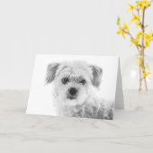 Maltees Dog Wenskaart Kaart (Gele Bloem)