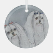 Maltees door Hevener Glas Ornament (Voorkant)