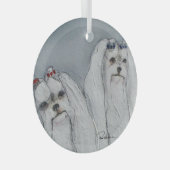 Maltees door Hevener Glas Ornament (Voorkant Rechts)