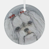 Maltees door Hevener Glas Ornament (Voorkant)