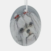 Maltees door Hevener Glas Ornament (Voorkant Rechts)