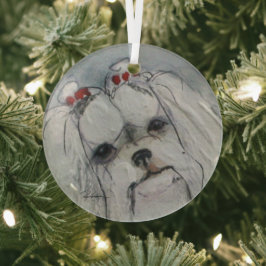 Maltees door Hevener Glas Ornament