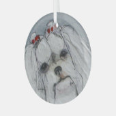 Maltees door Hevener Glas Ornament (Voorkant links)