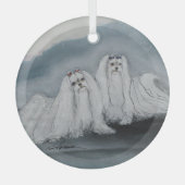 Maltees door Hevener Glas Ornament (Voorkant)