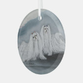 Maltees door Hevener Glas Ornament (Voorkant links)