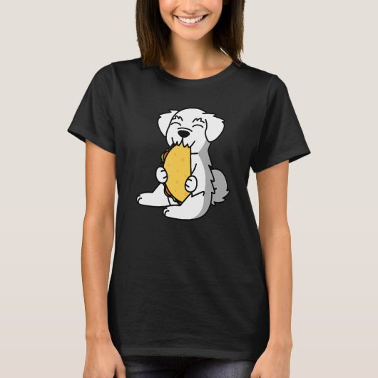 Maltees Eating a Taco Dog T-shirt (Voorkant)