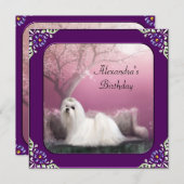 Maltees en Cherry Blossom Park Paars Lijst Kaart (Voorkant / Achterkant)