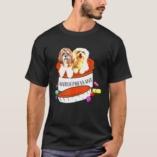 Maltees en Shih Tzu antidepressiva T-shirt (Voorkant)