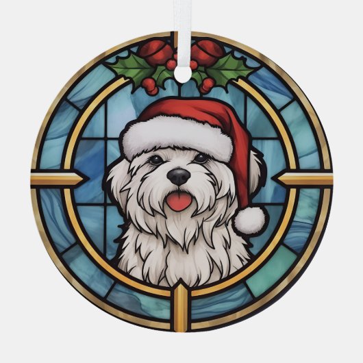 Maltees Glas in lood Kerst Glas Ornament (Achterkant)