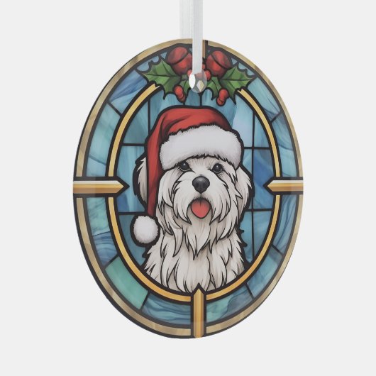 Maltees Glas in lood Kerst Glas Ornament (Voorkant Rechts)