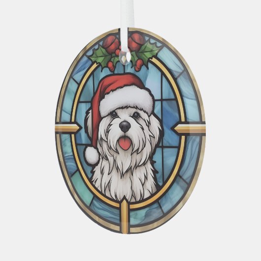 Maltees Glas in lood Kerst Glas Ornament (Voorkant links)