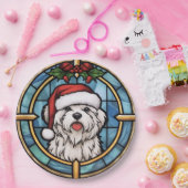 Maltees Glas in lood Kerst Papieren Bordje (Feest)