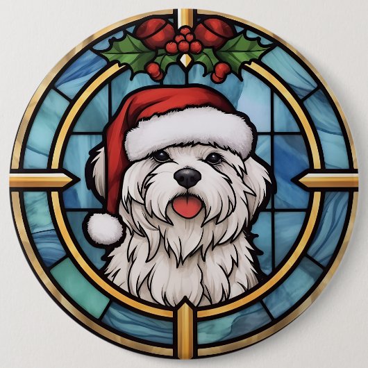 Maltees Glas in lood Kerst Ronde Button 6,0 Cm