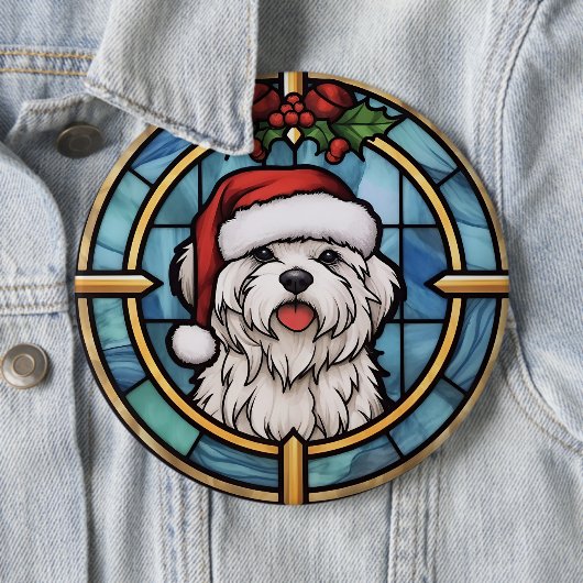 Maltees Glas in lood Kerst Ronde Button 6,0 Cm (In situ)