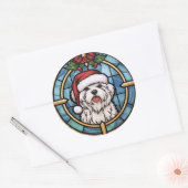 Maltees Glas in lood Kerst Ronde Sticker (Envelop)