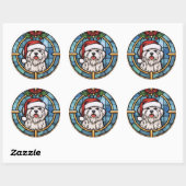 Maltees Glas in lood Kerst Ronde Sticker (Vel)
