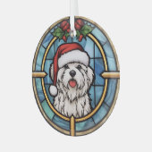 Maltees Glas-in-lood Kerstmis Glas Ornament (Voorkant links)