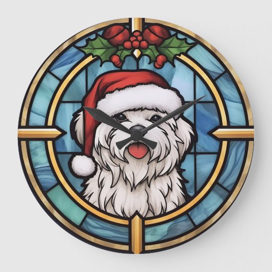 Maltees Glas-in-lood Kerstmis Grote Klok (Voorkant)