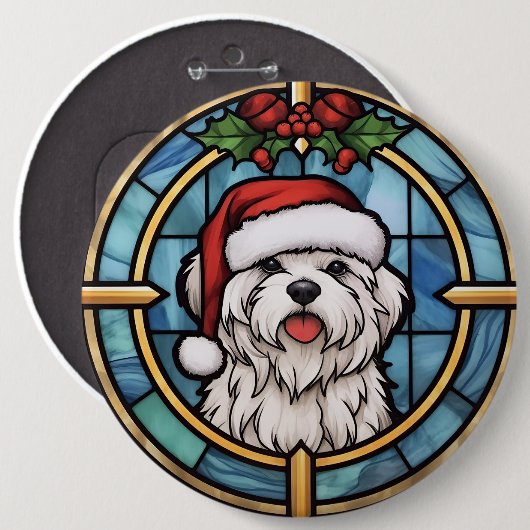 Maltees Glas-in-lood Kerstmis Ronde Button 6,0 Cm (Voorkant /achterkant)