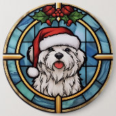 Maltees Glas-in-lood Kerstmis Ronde Button 6,0 Cm (Voorkant)