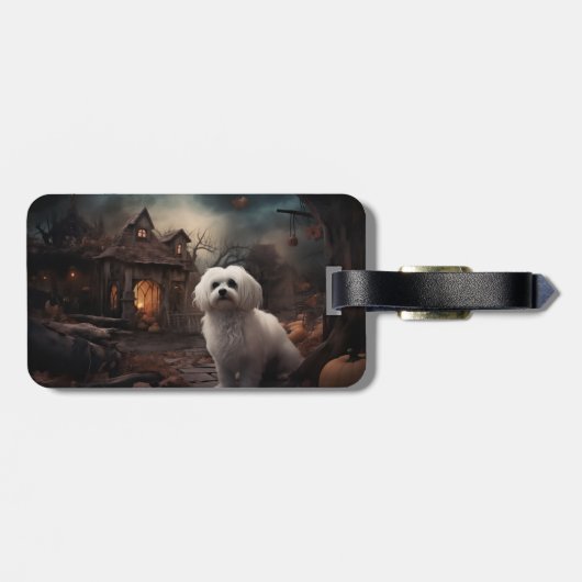 Maltees Halloween eng Bagagelabel (Achterkant horizontaal)