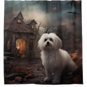 Maltees Halloween eng Douchegordijn (Voorkant)