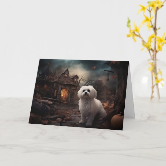 Maltees Halloween eng Kaart (Gele Bloem)