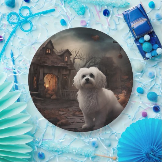 Maltees Halloween eng Papieren Bordje (Feest)