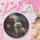 Maltees Halloween eng Papieren Bordje (Feest)